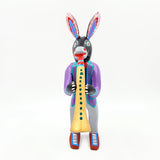Burro con clarinete - talla de madera alebrije