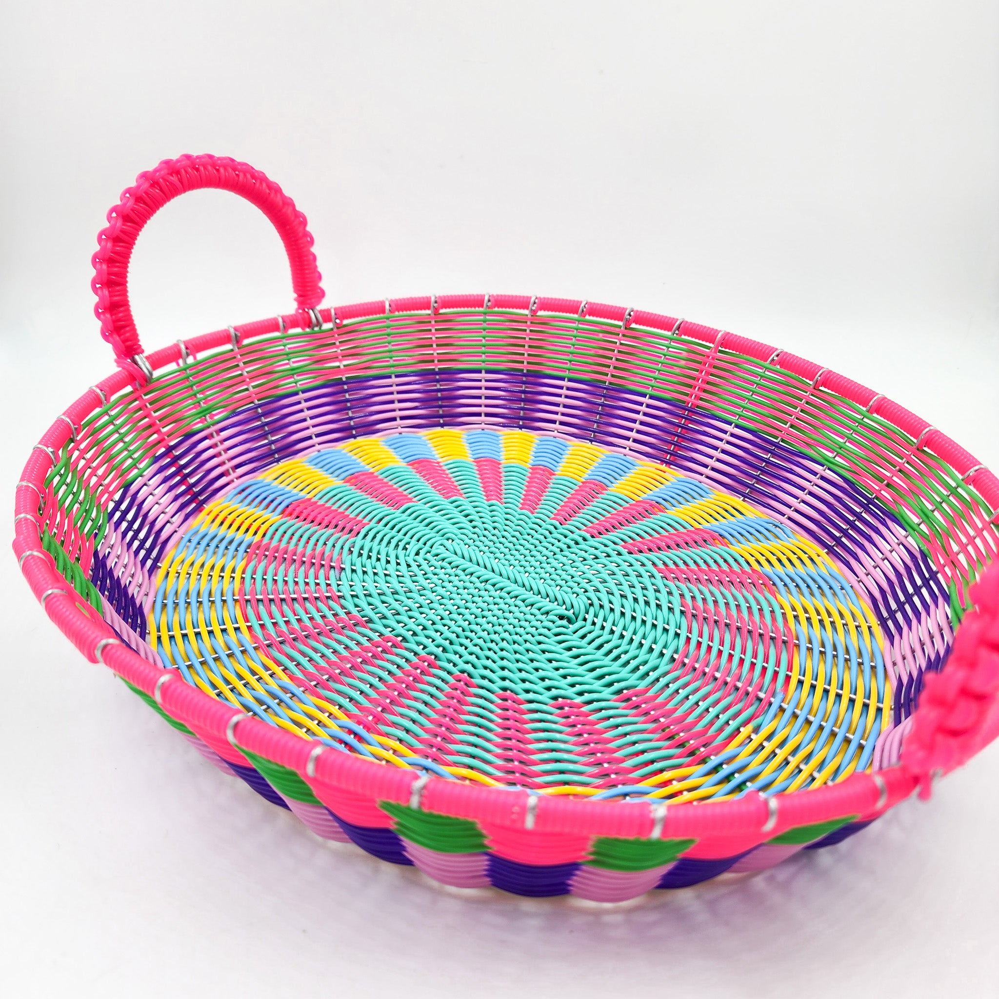 Canasta ovalada de alambre - popotillo