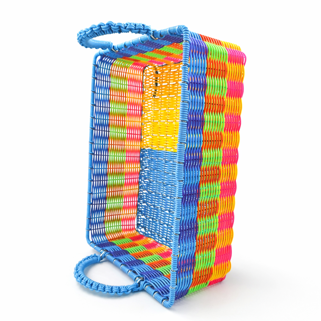 Canasta rectangular de alambre - popotillo