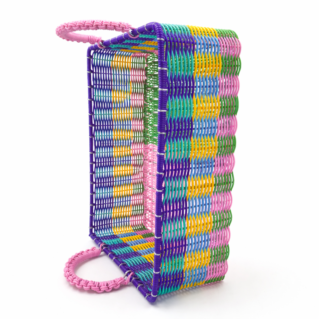 Canasta rectangular de alambre - popotillo