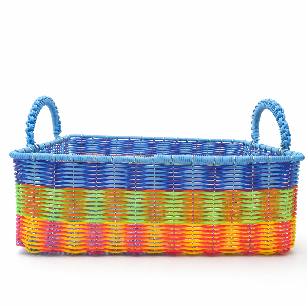 Canasta rectangular de alambre - popotillo