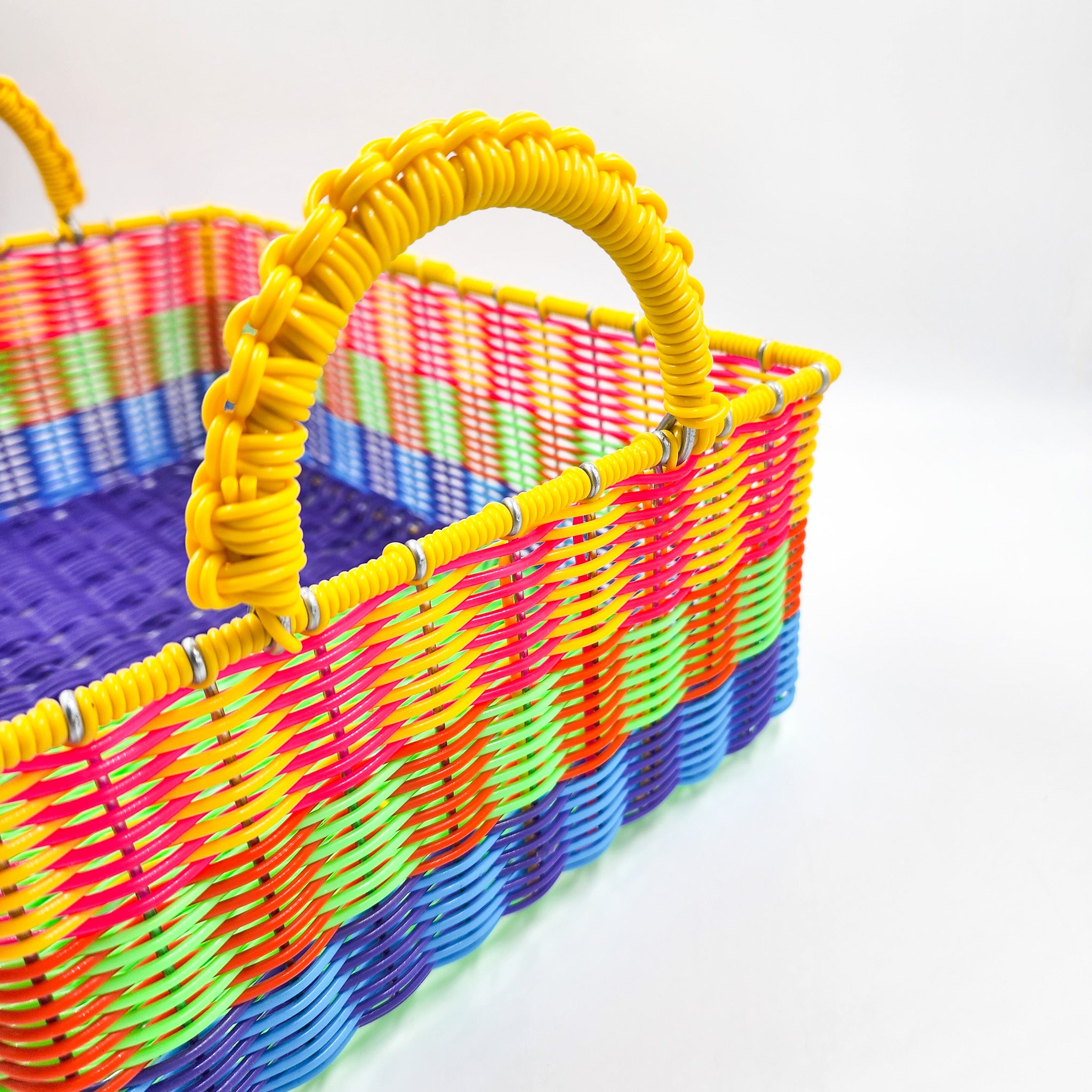 Canasta rectangular de alambre - popotillo