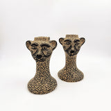 Candelabro jaguar en barro