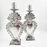 Candelero corazón de hojalata repujada