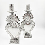 Candelero corazón de hojalata repujada