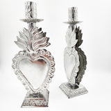 Candelero corazón de hojalata repujada