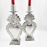 Candelero corazón de hojalata repujada