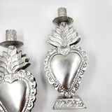 Candelero corazón de hojalata repujada