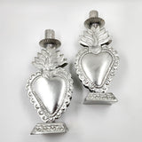 Candelero corazón de hojalata repujada
