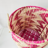 Cesto de palma “Abanico” rosa y natural