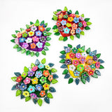 Corazón mediano con flores de Barro Betus artesanal