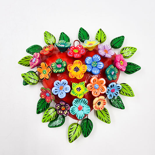 Medium heart with handcrafted Betus Clay flowers