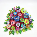 Corazón grande con flores de Barro Betus artesanal