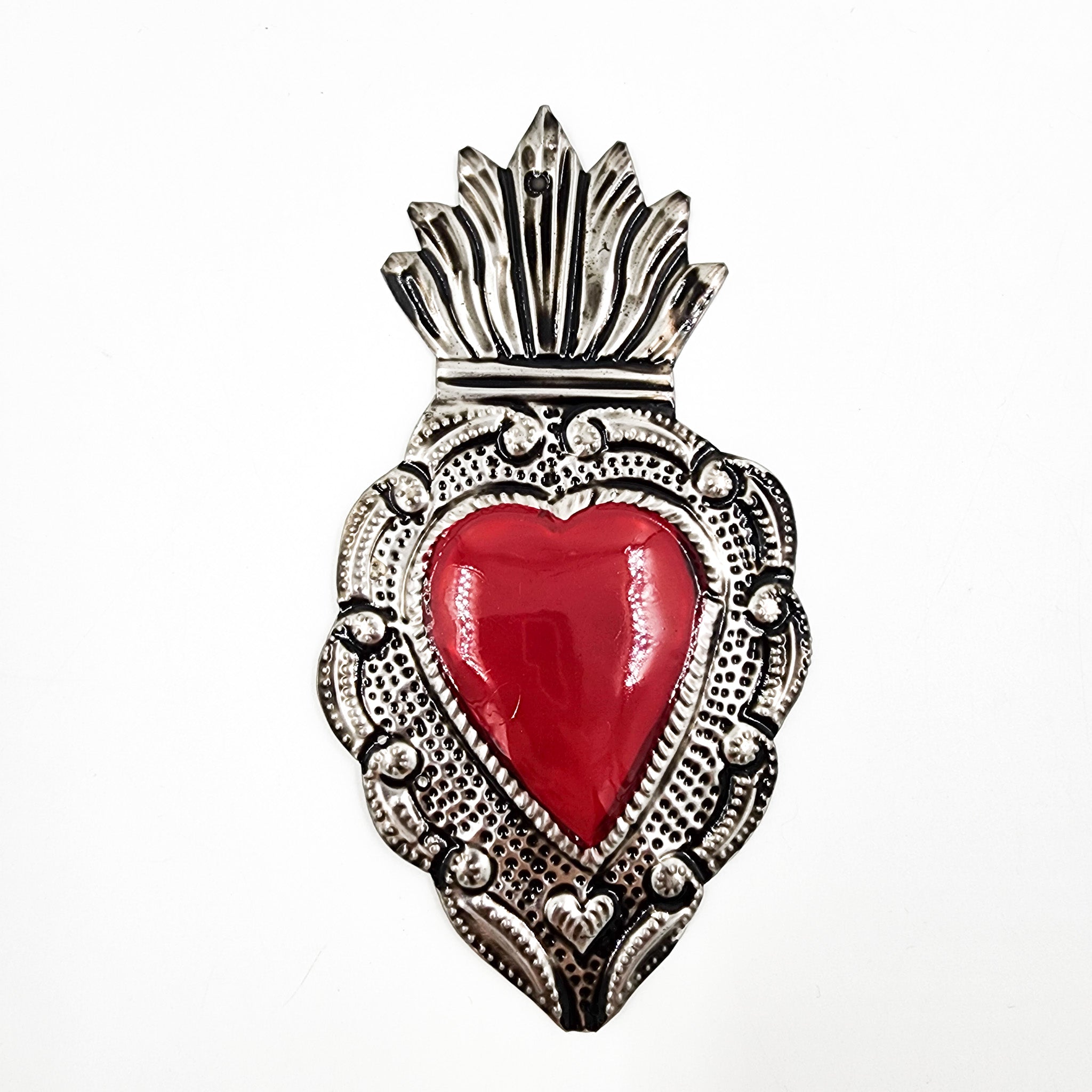 Embossed tin hearts