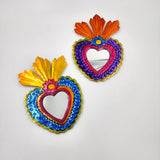 Corazón Milagrito de hojalata con espejo
