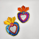 Corazón Milagrito de hojalata con espejo