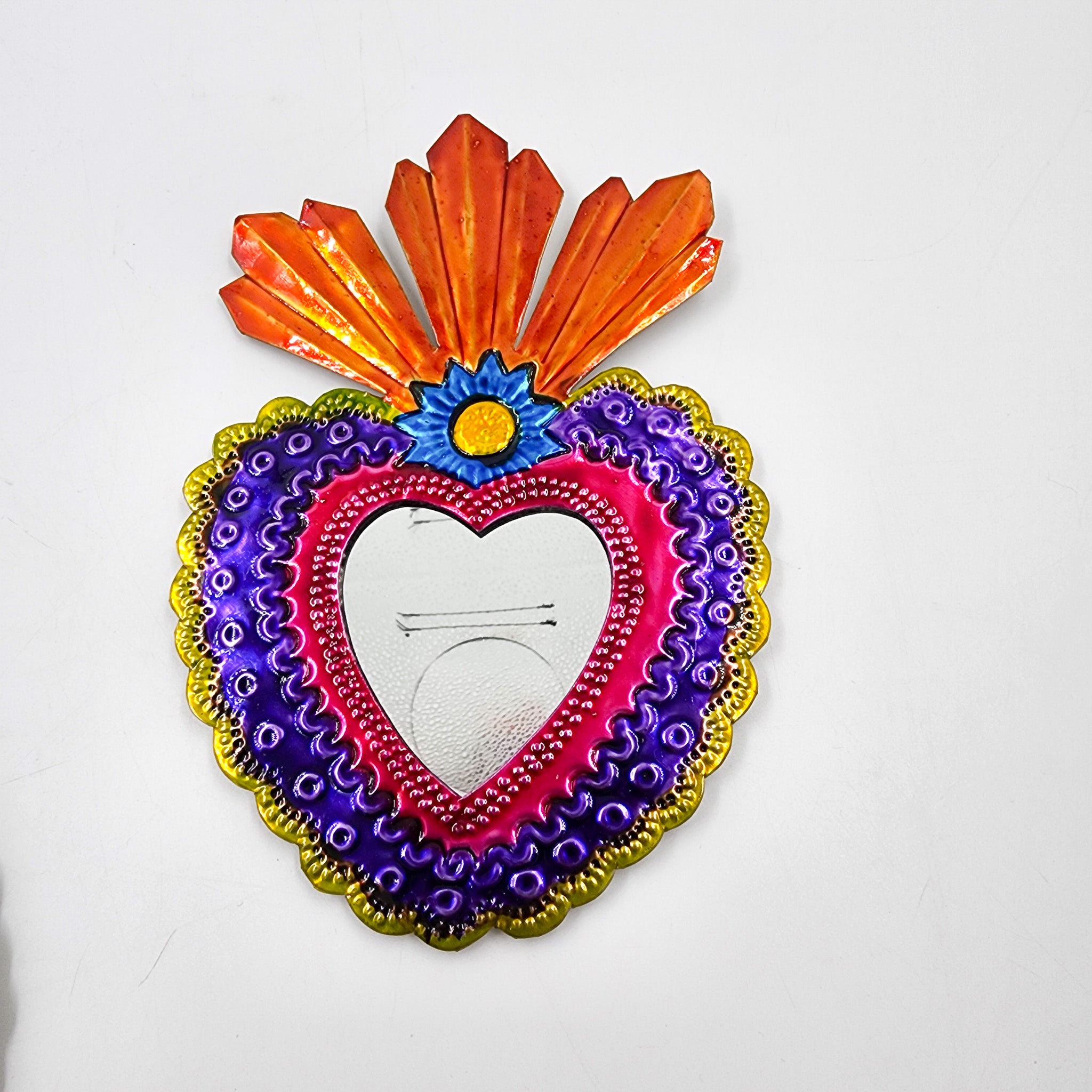 Corazón Milagrito de hojalata con espejo