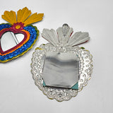 Corazón Milagrito de hojalata con espejo