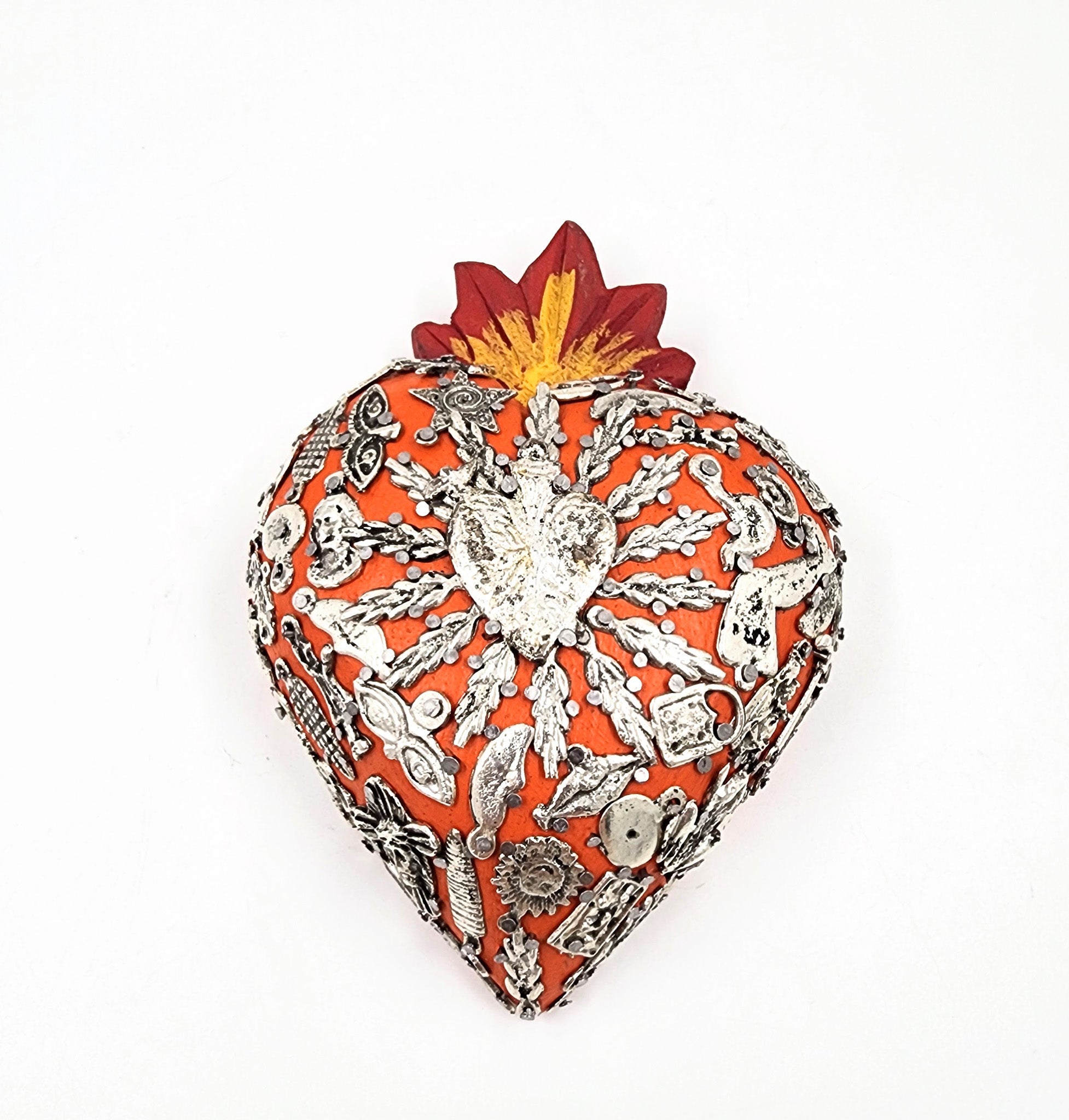 Corazón Milagrito de madera color naranja