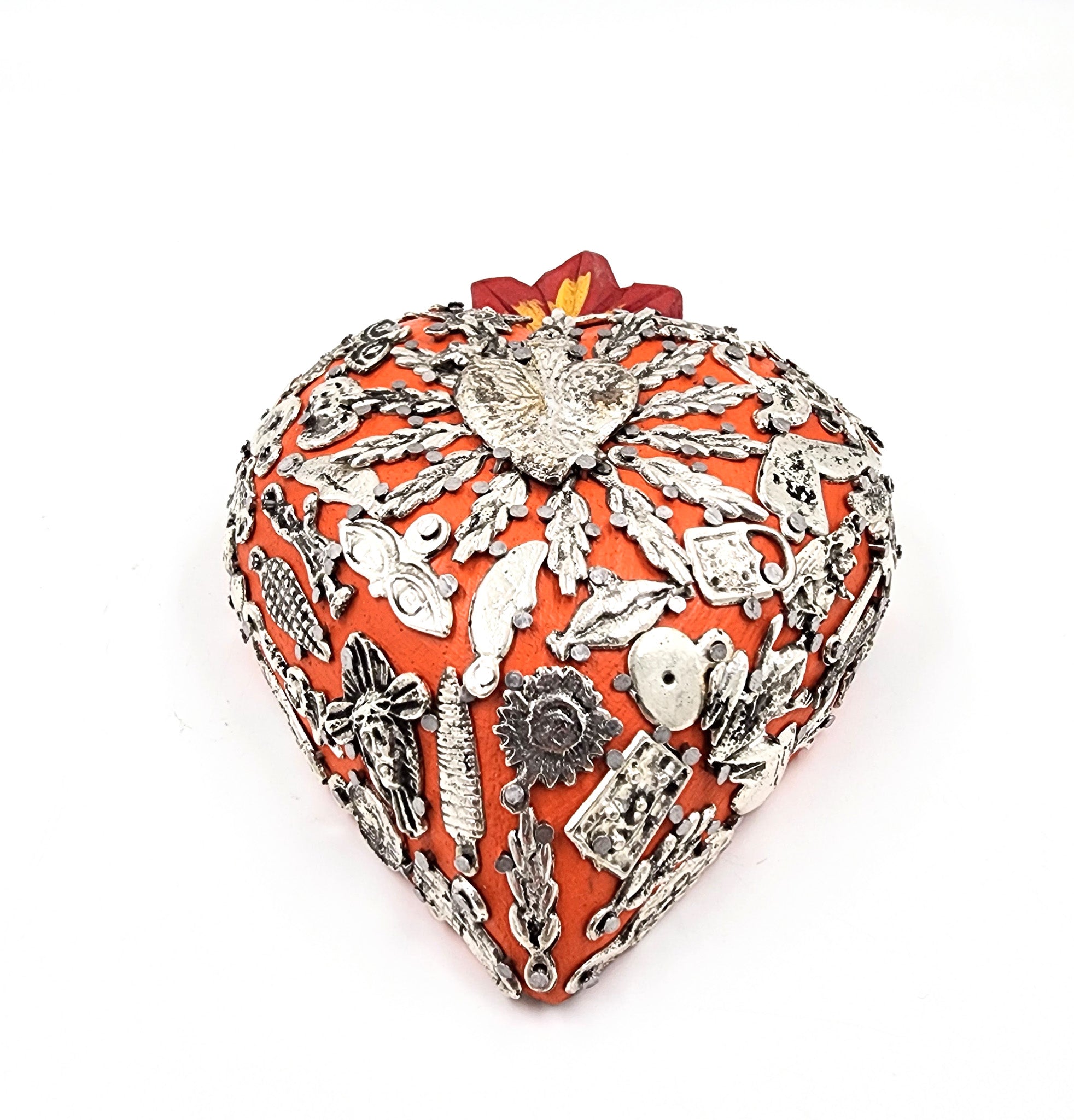 Corazón Milagrito de madera color naranja