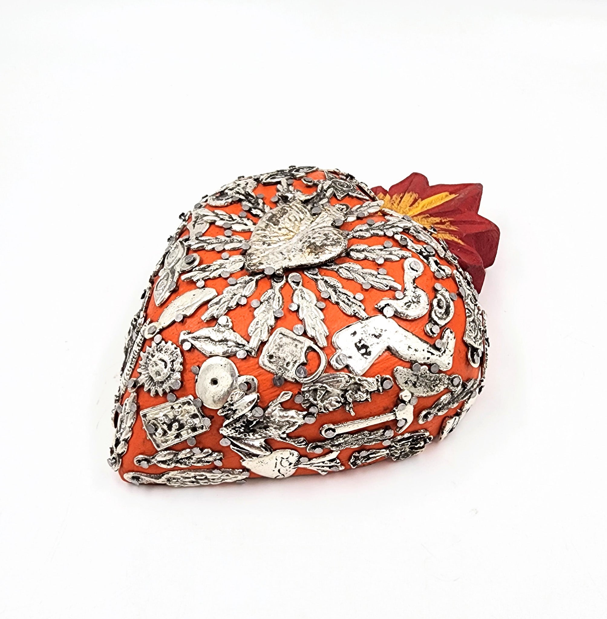 Corazón Milagrito de madera color naranja