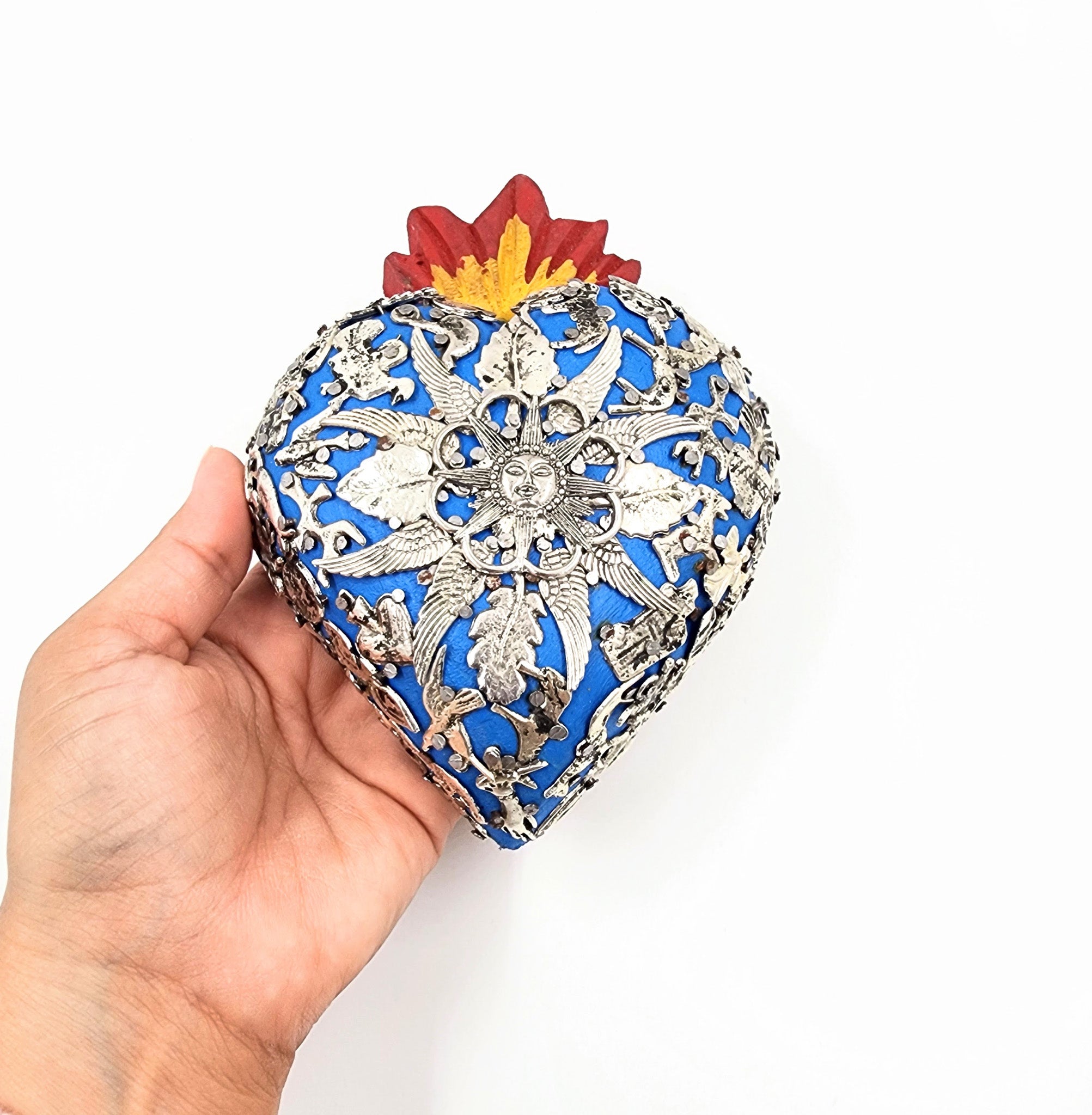 Corazón Milagrito de madera color azul