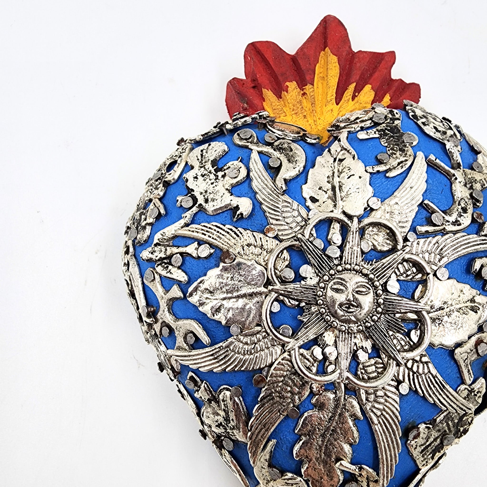 Corazón Milagrito de madera color azul