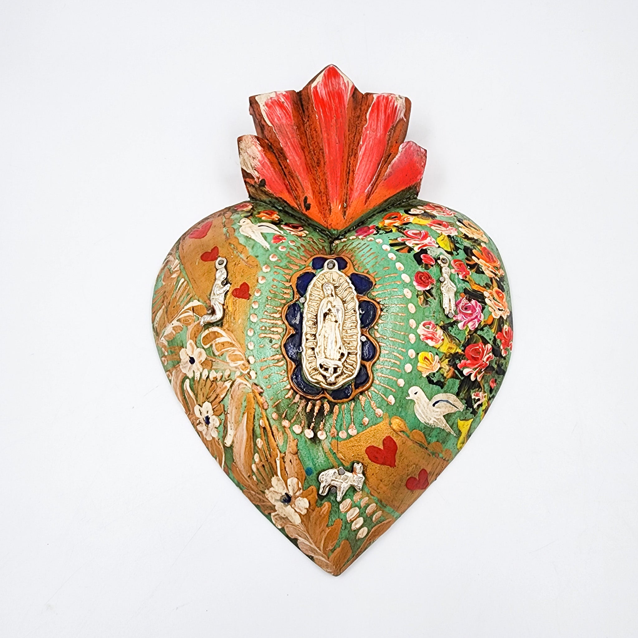 Corazón Milagrito con Virgen de Madera