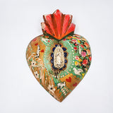 Corazón Milagrito con Virgen de Madera