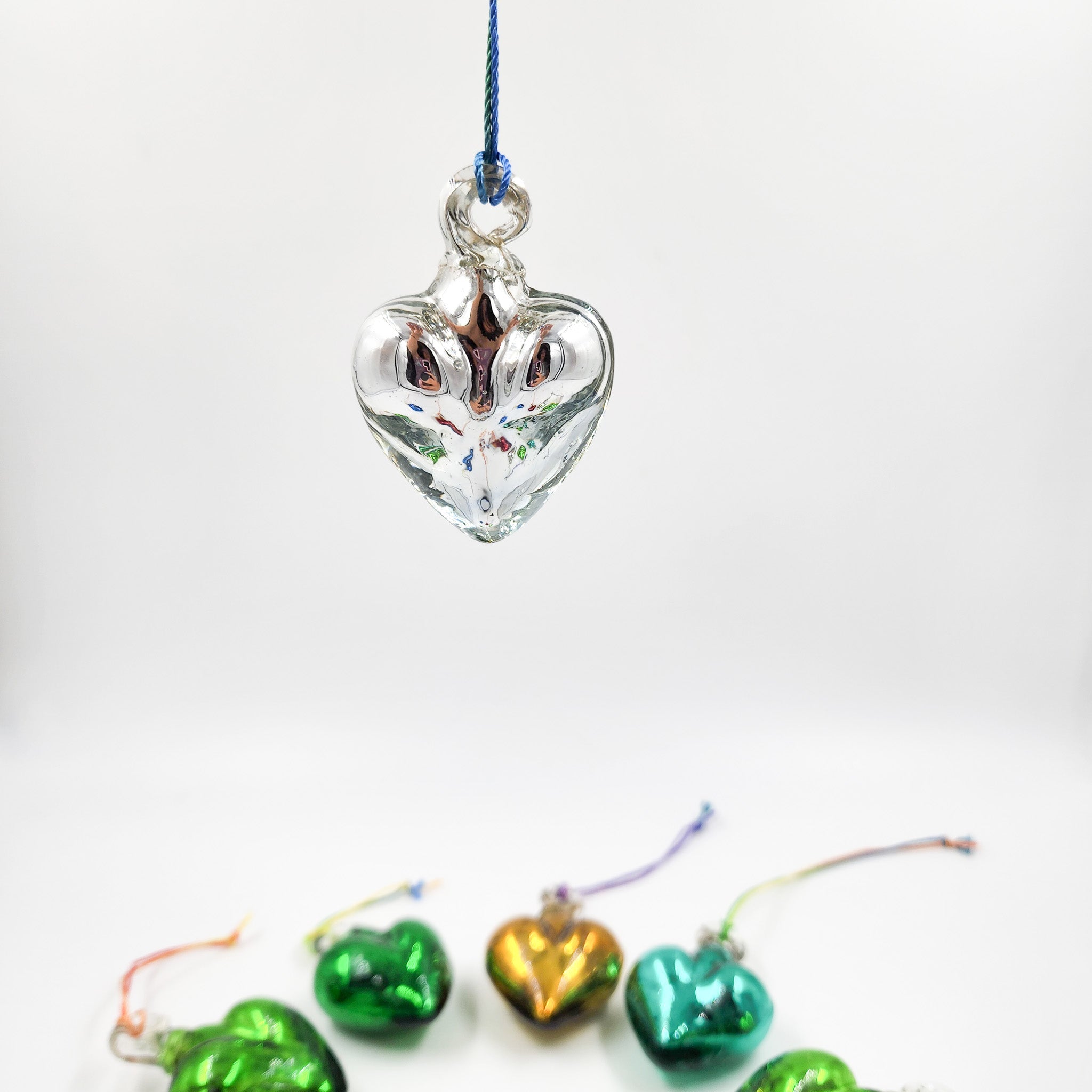 Corazones mini de vidrio soplado - metálicos