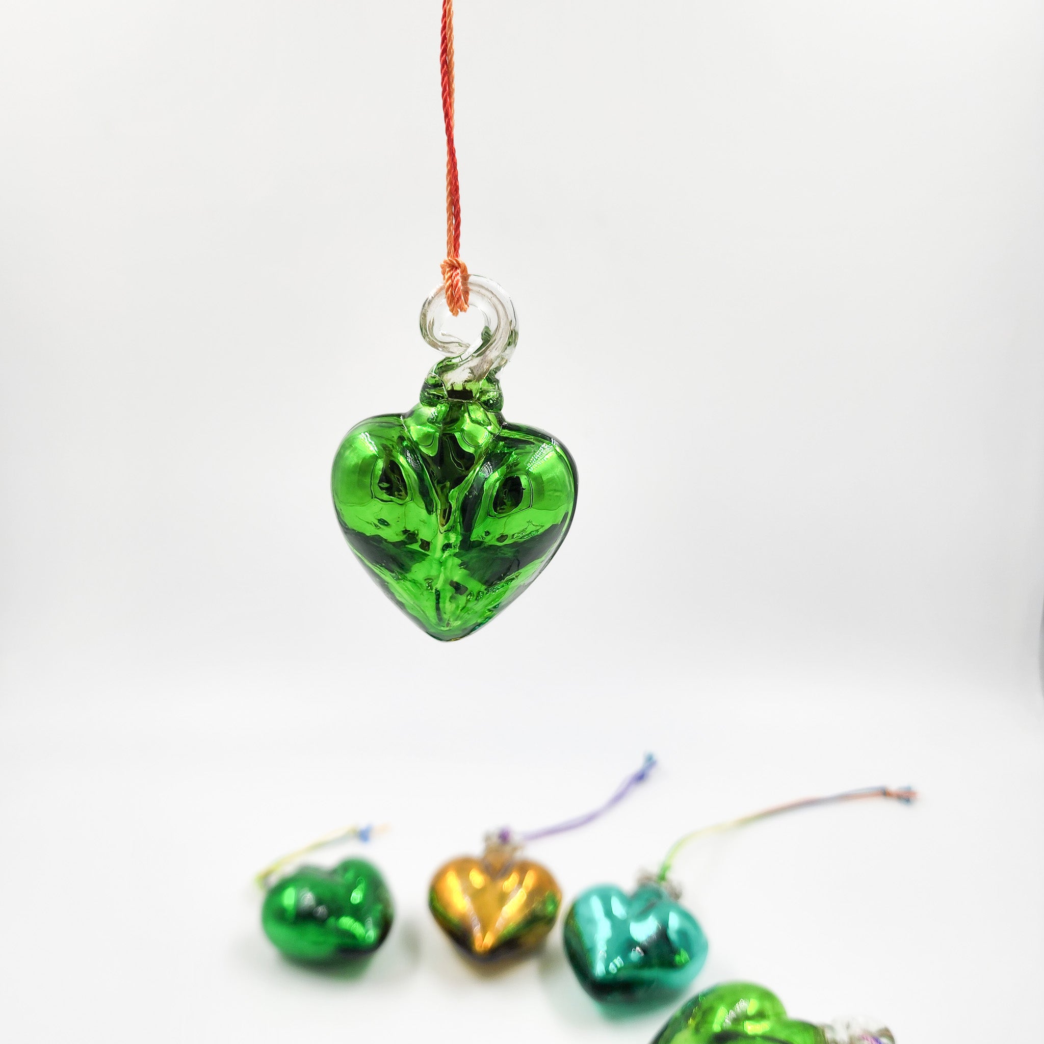 Corazones mini de vidrio soplado - metálicos