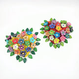 Corazón mediano con flores de Barro Betus artesanal