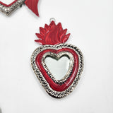 Corazón espejo de hojalata repujada