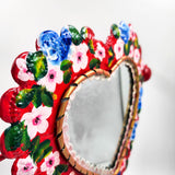 Espejo de mesa corazón de hojalata pintado a mano