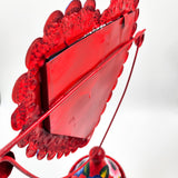 Espejo de mesa corazón de hojalata pintado a mano