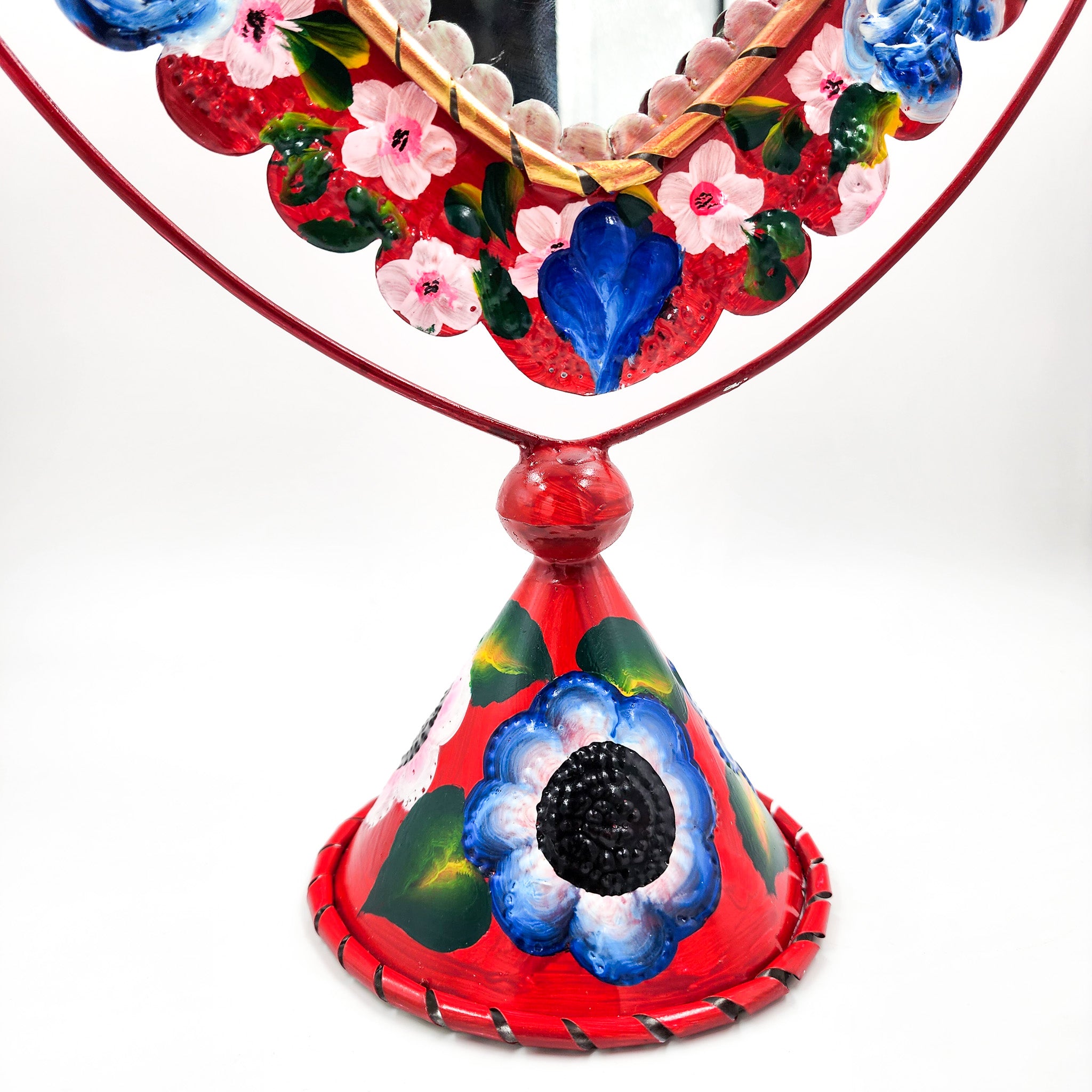 Espejo de mesa corazón de hojalata pintado a mano