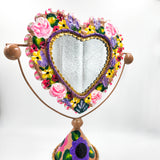 Espejo de mesa corazón de hojalata pintado a mano