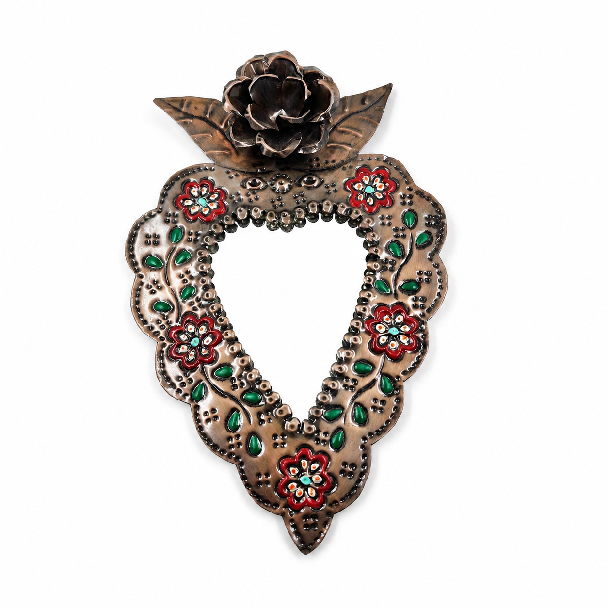 Corazón Milagrito con espejo de hojalata