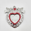 Corazón espejo con palomas de hojalata repujada