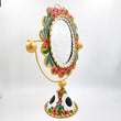 Hand-painted tin oval tabletop mirror