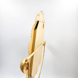 Hand-painted tin oval tabletop mirror