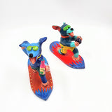 Perritos surfistas de Barro Betus artesanal