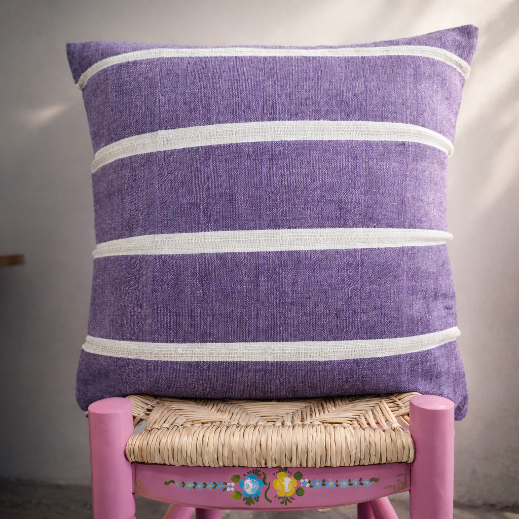 Funda de cojín de algodón - telar de pedal