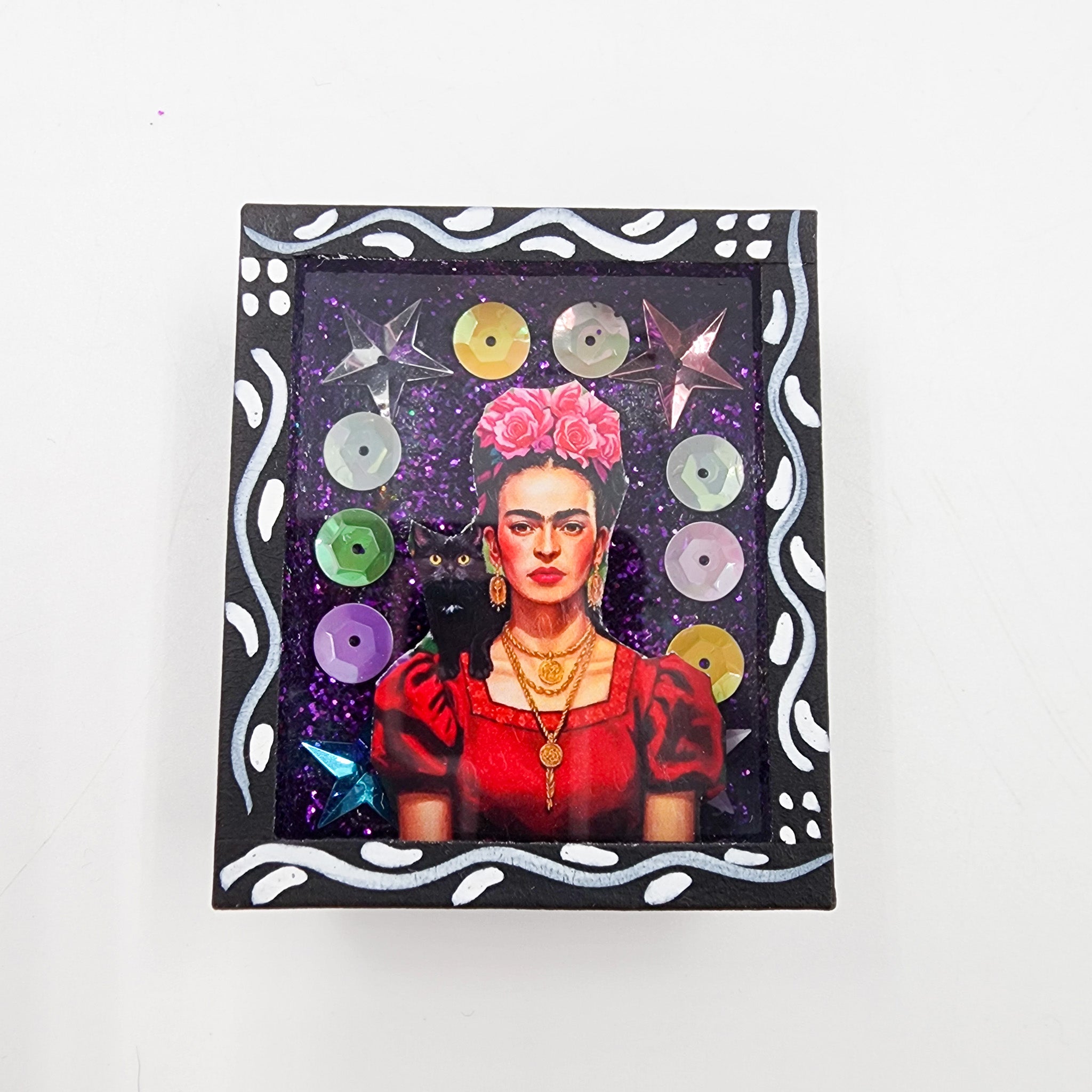 Imán nicho Virgen de Guadalupe y Frida Kahlo