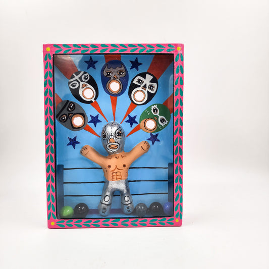 Juego de canicas Luchadores – cartonería mexicana artesanal