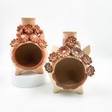 Chimenea / Lámpara de Barro Artesanal con Flores