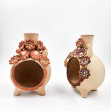 Chimenea / Lámpara de Barro Artesanal con Flores