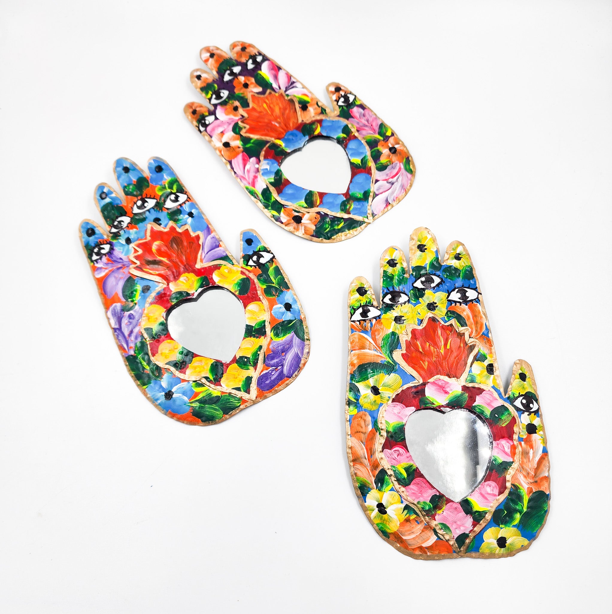 Miracle Hand with tin heart and mirror