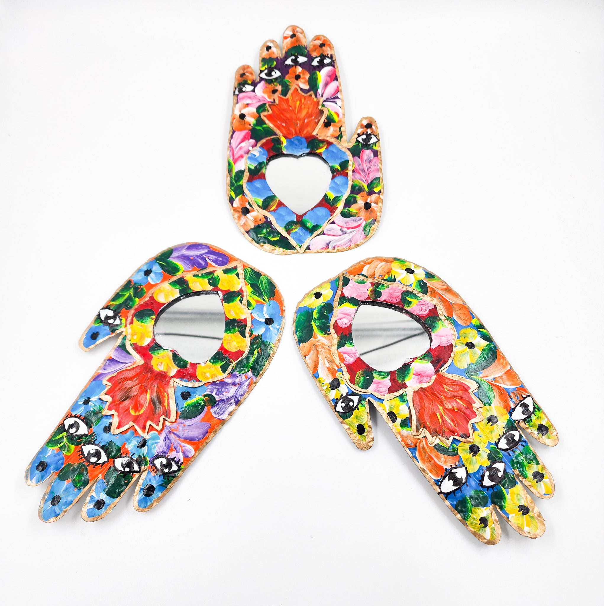 Miracle Hand with tin heart and mirror