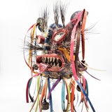 Máscara de Tecuán de cuero y pelo de jabalí